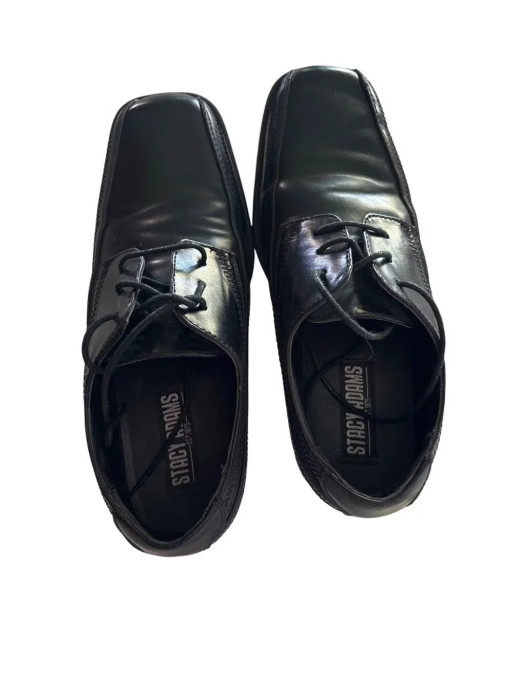 Stacy Adams Mens Black Square Toe Dress Shoes Size 4M Lace-Up Formal